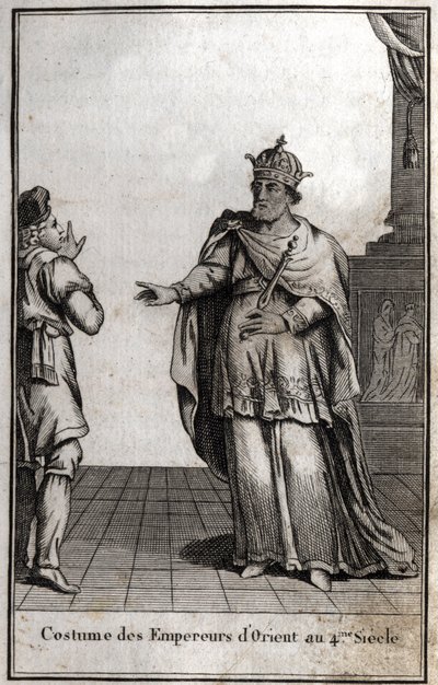 Costume degli imperatori orientali nel IV secolo. Incisione in 