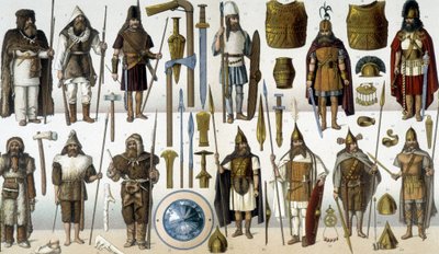 Costumi, armature e armi dei guerrieri barbari da Unknown artist