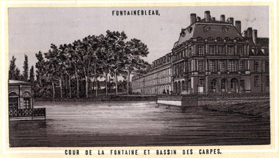 Corte della fontana e bacino delle carpe di Fontainebleau (Senna e Marna, regione dell