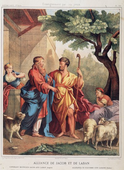 Patto di Giacobbe e Labano in "Holy History", ed. Hachette da Unknown artist