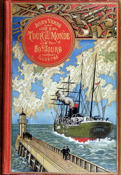 Copertina "Il giro del mondo in 80 giorni" di Jules Verne, ed. Hetzel da Unknown artist
