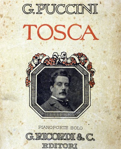 Copertina dello spartito "Tosca" di Giacomo Puccini (1858-1924) con il suo ritratto da Unknown artist