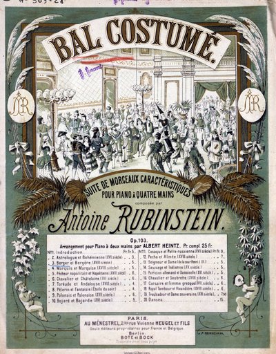 Copertina della partitura di "Suite di pezzi caratteristici per pianoforte a quattro mani" composta da Anton Rubinstein da Unknown artist