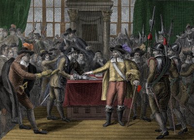 Cromwell scioglie il Parlamento Lungo - Il Parlamento del Rump - Oliver Cromwell (1599-1658) scioglie il Parlamento britannico da Unknown artist