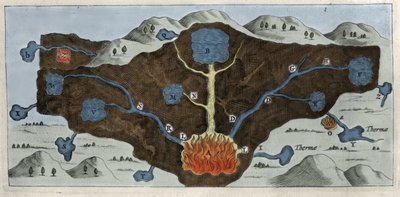 Sezione trasversale della crosta terrestre che permette ad Athanasius Kircher di dimostrare l