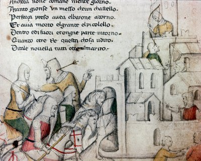 Crociati che attaccano una fortezza moresca. Illustrazione per il poema toscano 