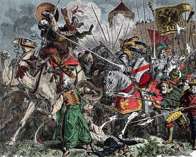 Crociati in battaglia - Crociata: Cavalieri che combattono i Saraceni da Unknown artist