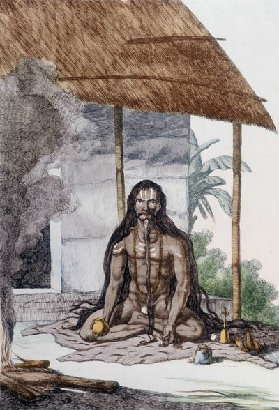 Ritratto di un Fakir durante la preghiera, India. Incisione del 1808 da Unknown artist