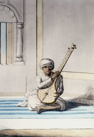 Musicista che suona il Thambourah (Tamboura), strumento tradizionale dell