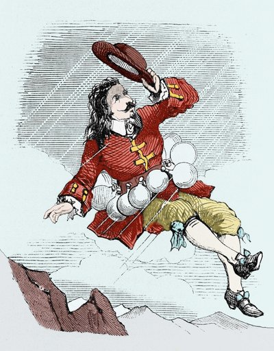 Cyrano de Bergerac rapito dalle sue fiale, illustrazione da: 