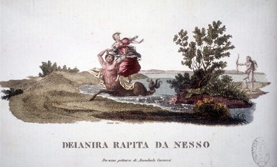 Deianira rapita dal centauro Nesso - incisione da Unknown artist