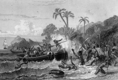 Morte di De Langle alle Isole dei Marinai da Unknown artist