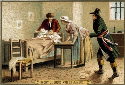 Morte di Luigi XVII (08/06/1795). Cromolitografia del XIX secolo da Unknown artist