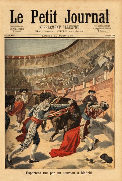 Morte del matador spagnolo Manuel Garcia detto Espartero (1865-1894), nelle arene di Madrid, per una stoccata del toro da Unknown artist