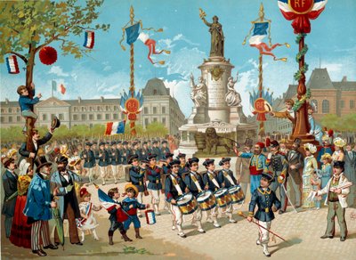 Sfilata dei bambini dei Battaglioni Scolastici in Place de la Republique il 14/07/1883 a Parigi da Unknown artist