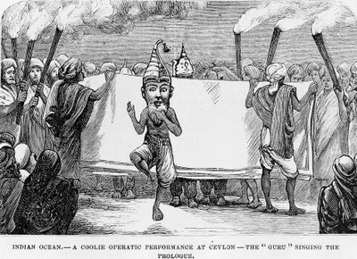 Dimostrazione di arte popolare a Ceylon (attuale Sri Lanka), incisione del XIX secolo da Unknown artist