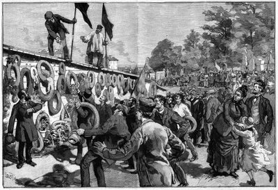 Dimostrazione degli anarchici al Père Lachaise davanti alla sepoltura dei federati il 27 maggio 1888 da Unknown artist