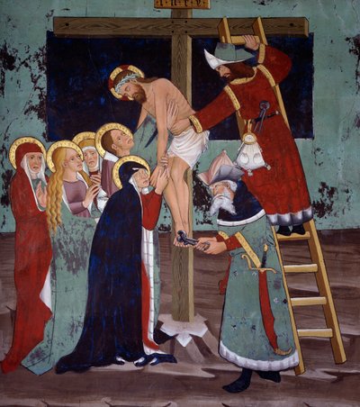 Deposizione, Vita di Cristo (XV secolo), affreschi, Cappella di San Sebastiano, Villard-de-Lans, Rodano-Alpi, Francia da Unknown artist