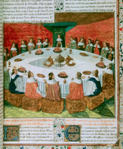(dettaglio) Re Artù e i Cavalieri della Tavola Rotonda assistono all