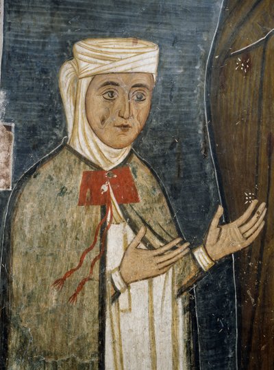 Pia Saramalyna Anastasia in abiti del XIV secolo, affresco nella chiesa bizantina di Nostra Signora di Asinou (XII secolo) (Lista del Patrimonio Mondiale dell