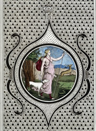 Diana (Artemide) cacciatrice. Incisione del XIX secolo da Unknown artist