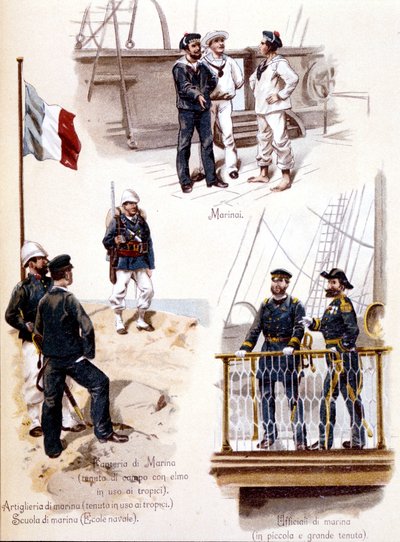 Diverse uniformi della Marina Francese intorno al 1860 da Unknown artist