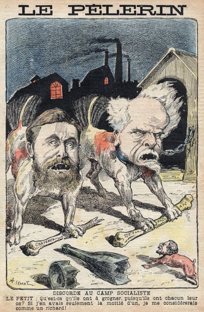 Dispute tra i socialisti Jean Jaures (1859-1914) (sinistra) e Henri Rochefort (1831-1913) (destra). Illustrazione in "Le Pelerin" del 19 giugno 1898. da Unknown artist