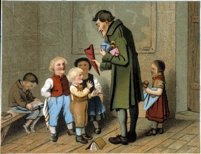 Distribuzione dei premi a scuola - cromolitografia, fine XIX secolo da Unknown artist