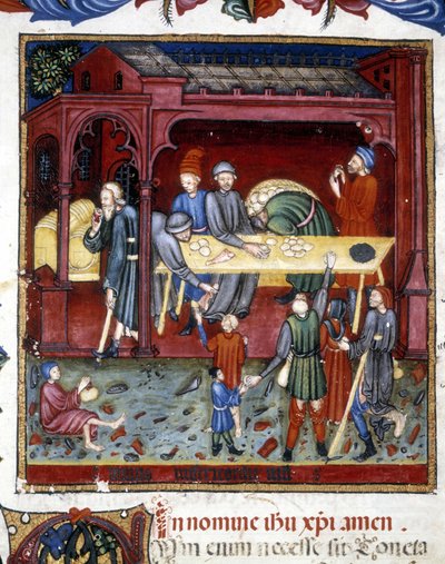 Distribuzione di pane e scarpe ai vecchi e ai poveri. 1422 da Unknown artist