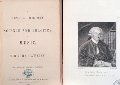 Doppia pagina e frontespizio di Storia Generale della Scienza e Pratica della Musica di John Hawkins da Unknown artist