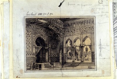 Disegno per la scenografia della Scena 3 dell