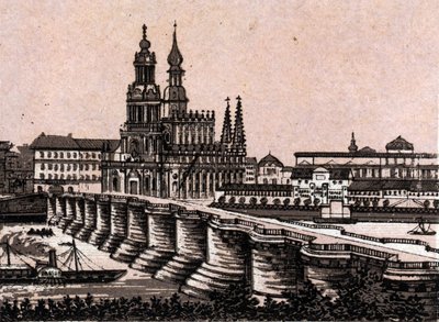 Dresda, Germania: vista del Ponte Augusto a Dresda da Unknown artist