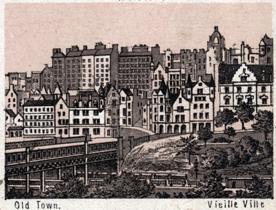 Edimburgo, Scozia: vista della Città Vecchia di Edimburgo. in "Il mondo illustrato 168 vedute". Non datato (fine XIX secolo) da Unknown artist