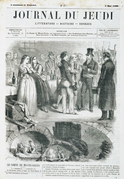 Edmond Dantès, il Conte di Monte Cristo tiene una ricezione - in "Le Journal du Jeudi" del 03/05/1860 da Unknown artist