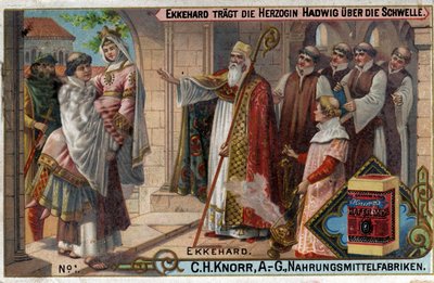 Ekkehard IV di San Gallo o Eckhard, Eckhart (980 -1057) erudito e poeta latino. Ekkehard fa attraversare la soglia alla Duchessa Hadwig da Unknown artist