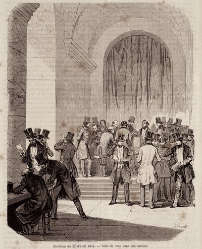 Elezioni del 23 aprile 1848: sala di voto in una sezione - in "Contemporary popular history" da Unknown artist