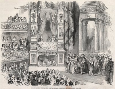 Elisabeth Rachel Felix, conosciuta come Mademoiselle Rachel (1821-1858), tragedienne francese, davanti a Napoleone III al Théâtre Français nel 1852 da Unknown artist