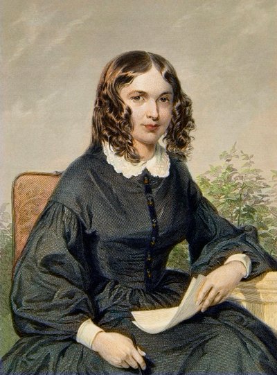 Elizabeth Barrett Browning (1806-1861) - Poetessa inglese - incisione - Elizabeth Barrett Browning poetessa e femminista inglese (1806-1861) da Unknown artist