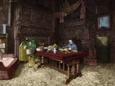 Emile Zola (1840-1902) nel suo ufficio a Medan da Unknown artist