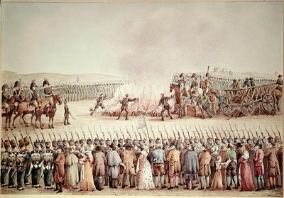 Merci inglesi bruciate per ordine di Napoleone I durante il blocco continentale del 1806 da Unknown artist