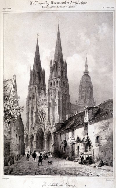 Incisione della Cattedrale di Bayeux pubblicata in 