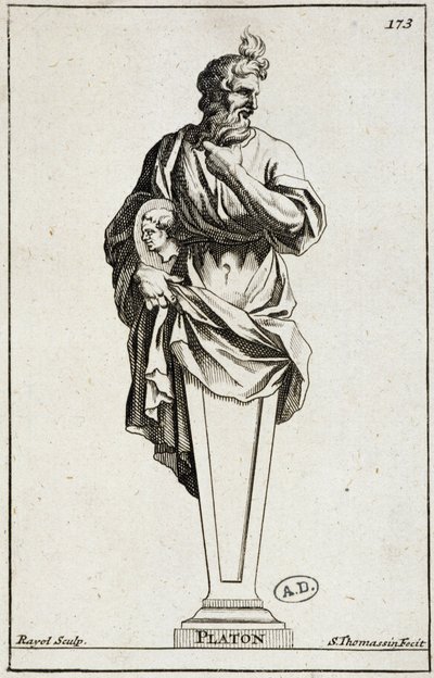 Incisione di una statua di Platone da Unknown artist