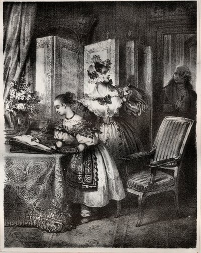 Incisione del XIX secolo per il romanzo di Madame Cottin (Sophie Cottin Rostand) (1770-1807) 