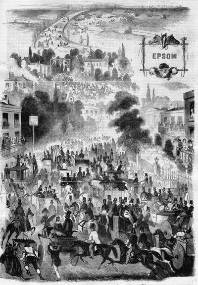 Corse di cavalli a Epsom in Inghilterra - Incisione in "Le Journal Illustré" da Unknown artist