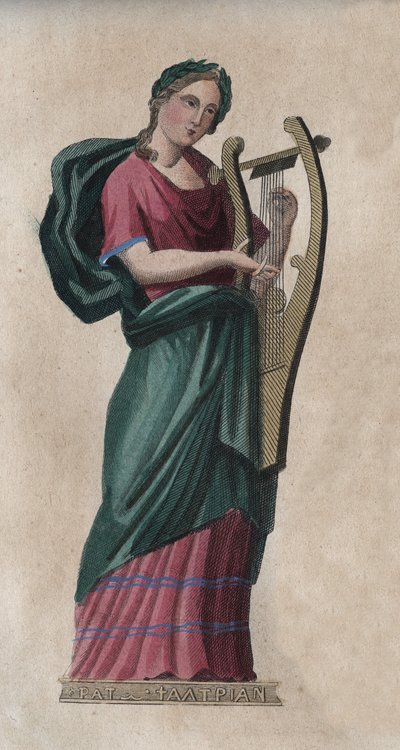 Erato, Musa del Canto e della Poesia - incisione da 