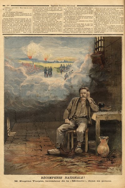 Eugene Turpin (1848-1927) chimico, inventore nel 1884 della melinite (un esplosivo), nella sua cella, accusato (erroneamente) di aver venduto la sua invenzione al nemico. Ha ispirato Jules Verne per il personaggio di Thomas Roch nel romanzo 