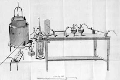 Esperienza di Lavoisier. Incisione dell