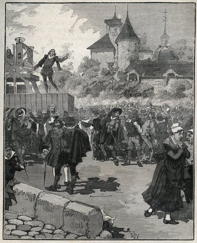 Esperienza di coniazione meccanica di Nicolas Briot (Incisore del Regno di Francia) nel 1616. Incisione del 1885 in 