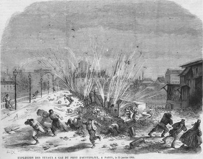 Esplosione di tubi del gas del ponte di Austerlitz, Parigi, 25 gennaio da Unknown artist