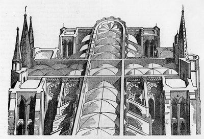 Vista esterna e parte superiore della Cattedrale di Chartres dopo l